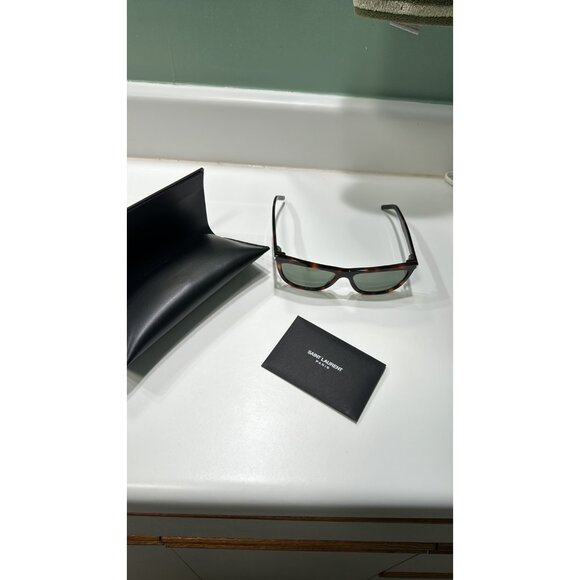 Saint Laurent 58mm Cat Eye Sunglasses Havana Green - Picture 7 of 10